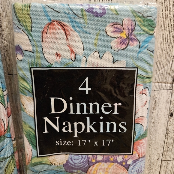 Easter Spring Floral Tablecloth Oblong AND 4 Matching Dinner Napkins BRAND NEW - Picture 4 of 11